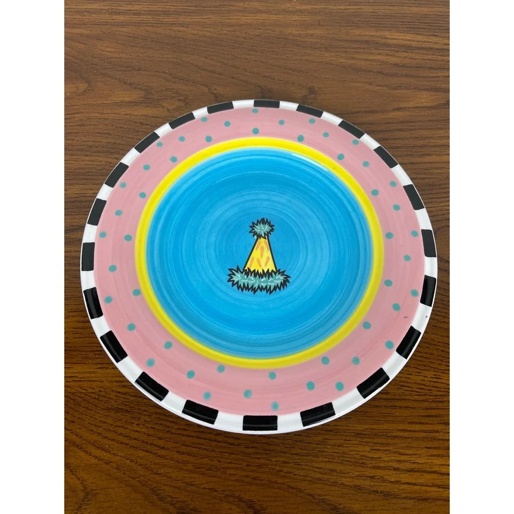 Outta Hand Amy Hetrick Party Plates Set of 4 Colorful Birthday‎ Celebration VTG